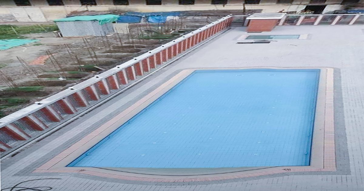 Swimming pool tile installation